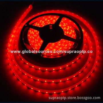 Red Color Flexible LED Strip, 60 Pieces of 3528 SMD LEDs/Meter, 120 Degrees Beam Angle